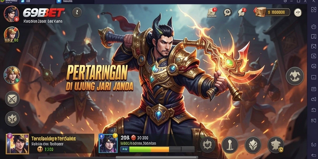 Gambar menampilkan aksi pertarungan mendebarkan di 69BET.