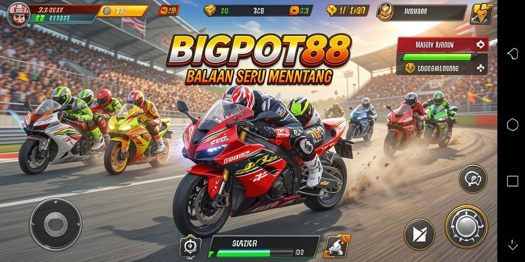 Tampilan gameplay seru dari balapan motor di BIGPOT88.