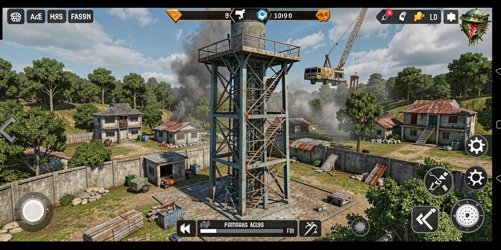 Screenshot gameplay Tower Defense menampilkan aksi strategis dan menara bertahan.