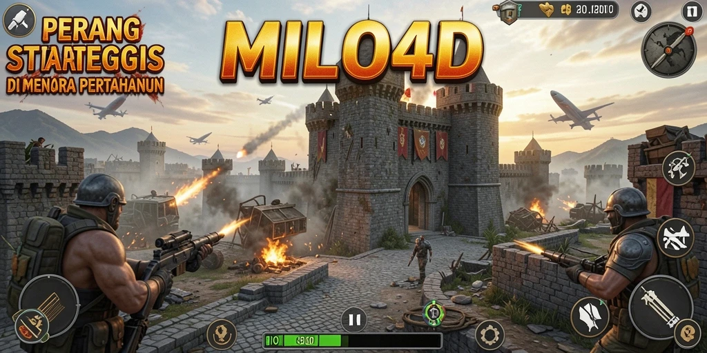 Tampilan seru dari gameplay Tower Defense MILO4D dengan strategi menara.