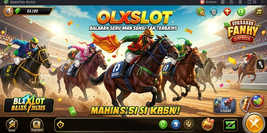 Screenshot dari gameplay OLXSLOT yang penuh aksi balapan.